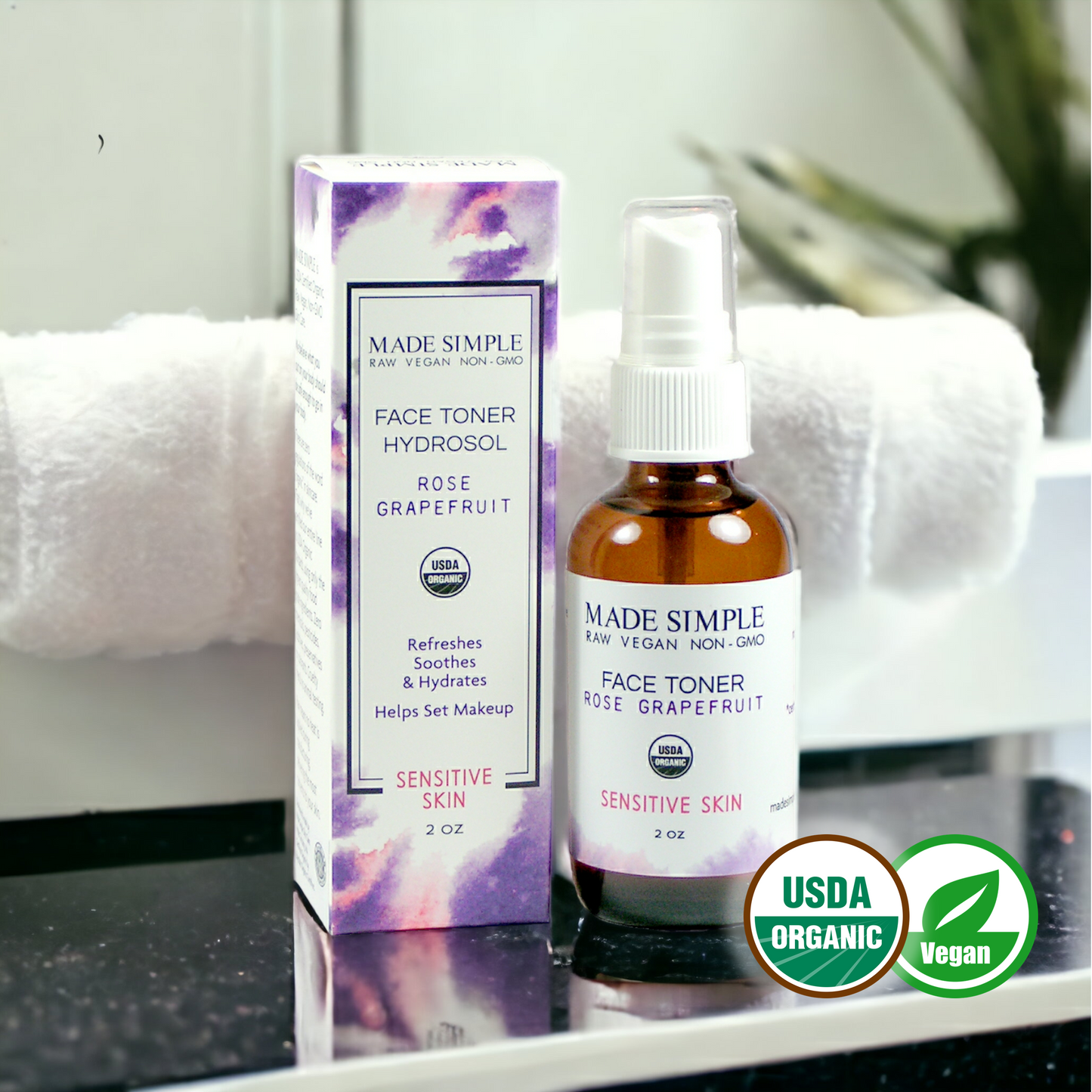 Rose Grapefruit Face Toner - Certified Organic & Vegan