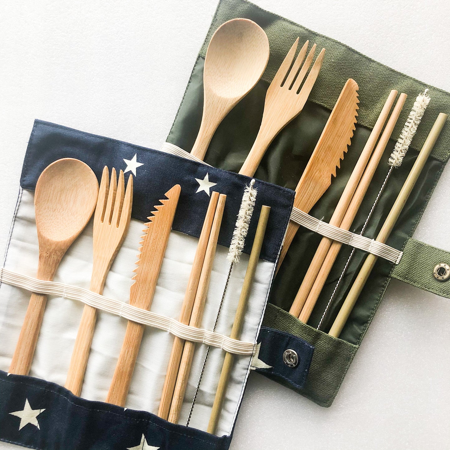 Bamboo Cutlery Set | Zero Waste Reusable | Washable Organic Cotton