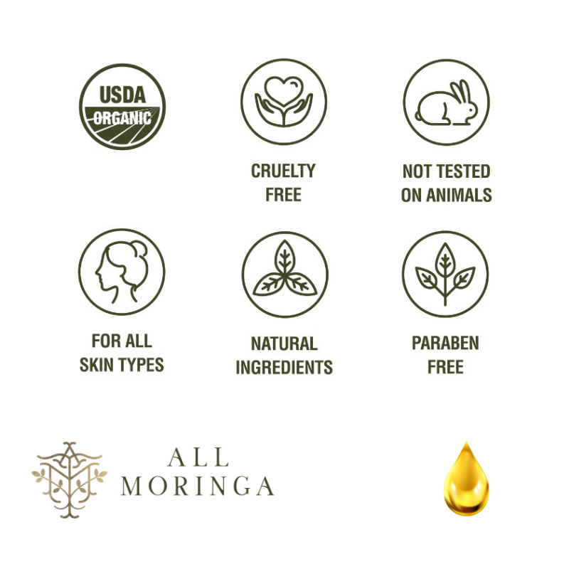 Premium Pure 100% Organic Moringa Oleifera Cold Press Seed Oil for