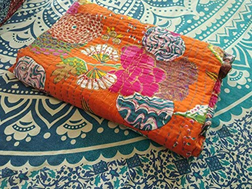 Hub Red Cotton Textile Work Creations Jaipuri Quilt Handmade Bed Cover