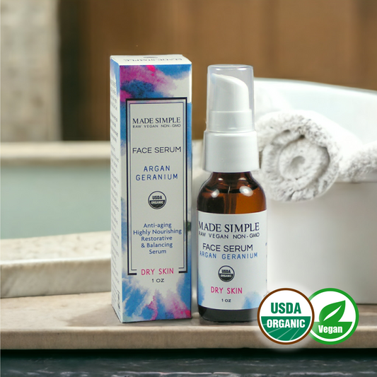 Argan Geranium Face Serum - Certified Organic, Vegan & Cruelty-free