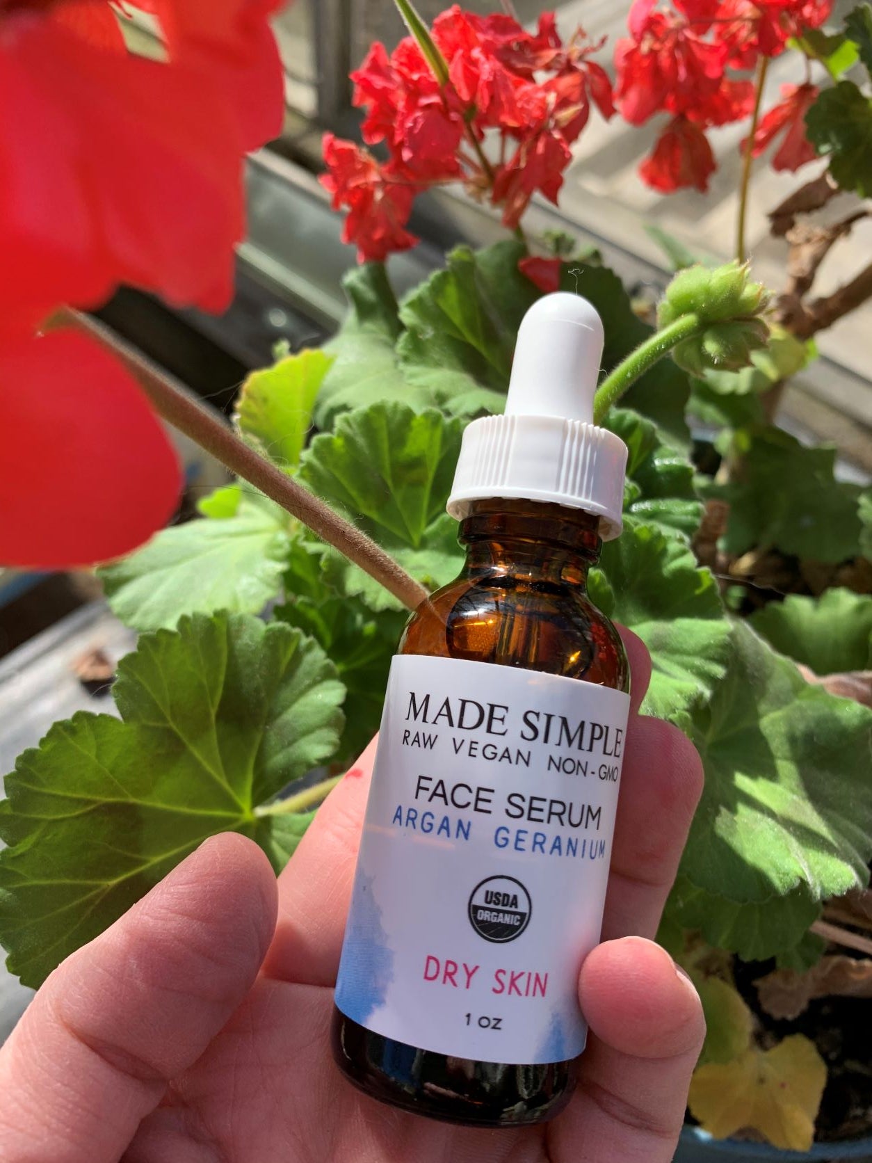 Argan Geranium Face Serum - Certified Organic, Vegan & Cruelty-free