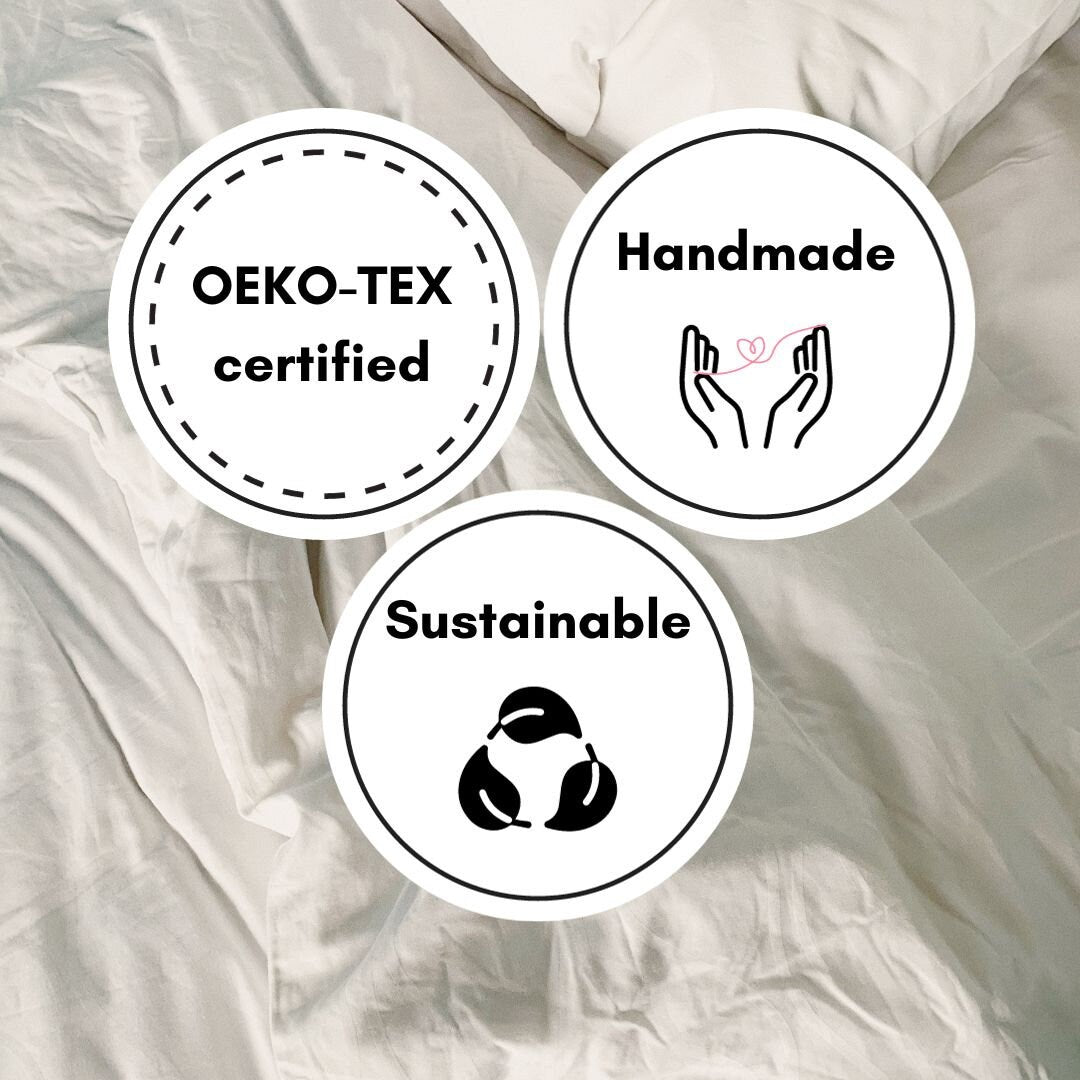Light Grey with Black Piping 100% Pure Linen or Linen Cotton Duvet Set