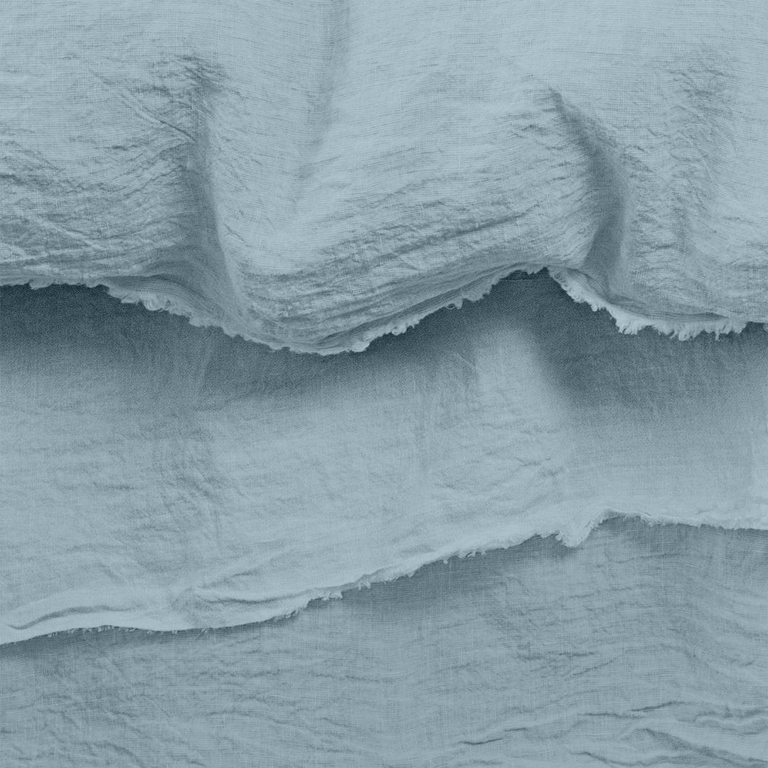Raw Edged Sky Blue - 100% Pure Linen | Linen Cotton Mix | 3 Piece