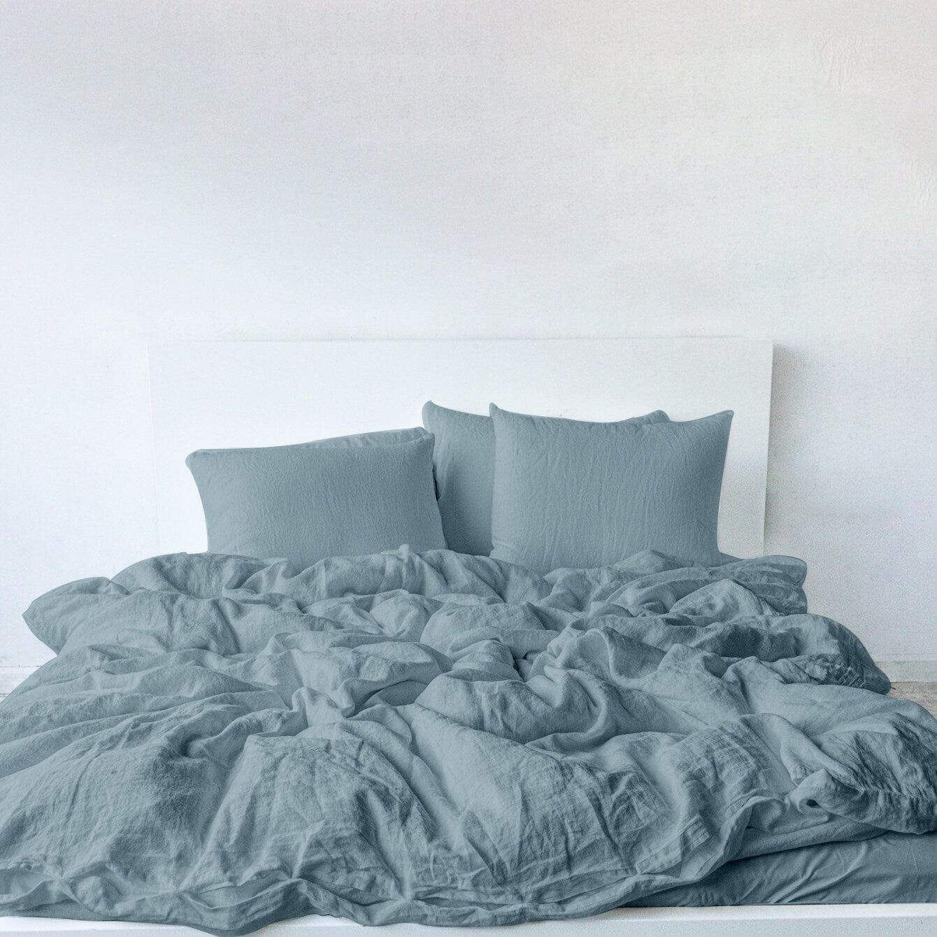 Raw Edged Sky Blue - 100% Pure Linen | Linen Cotton Mix | 3 Piece